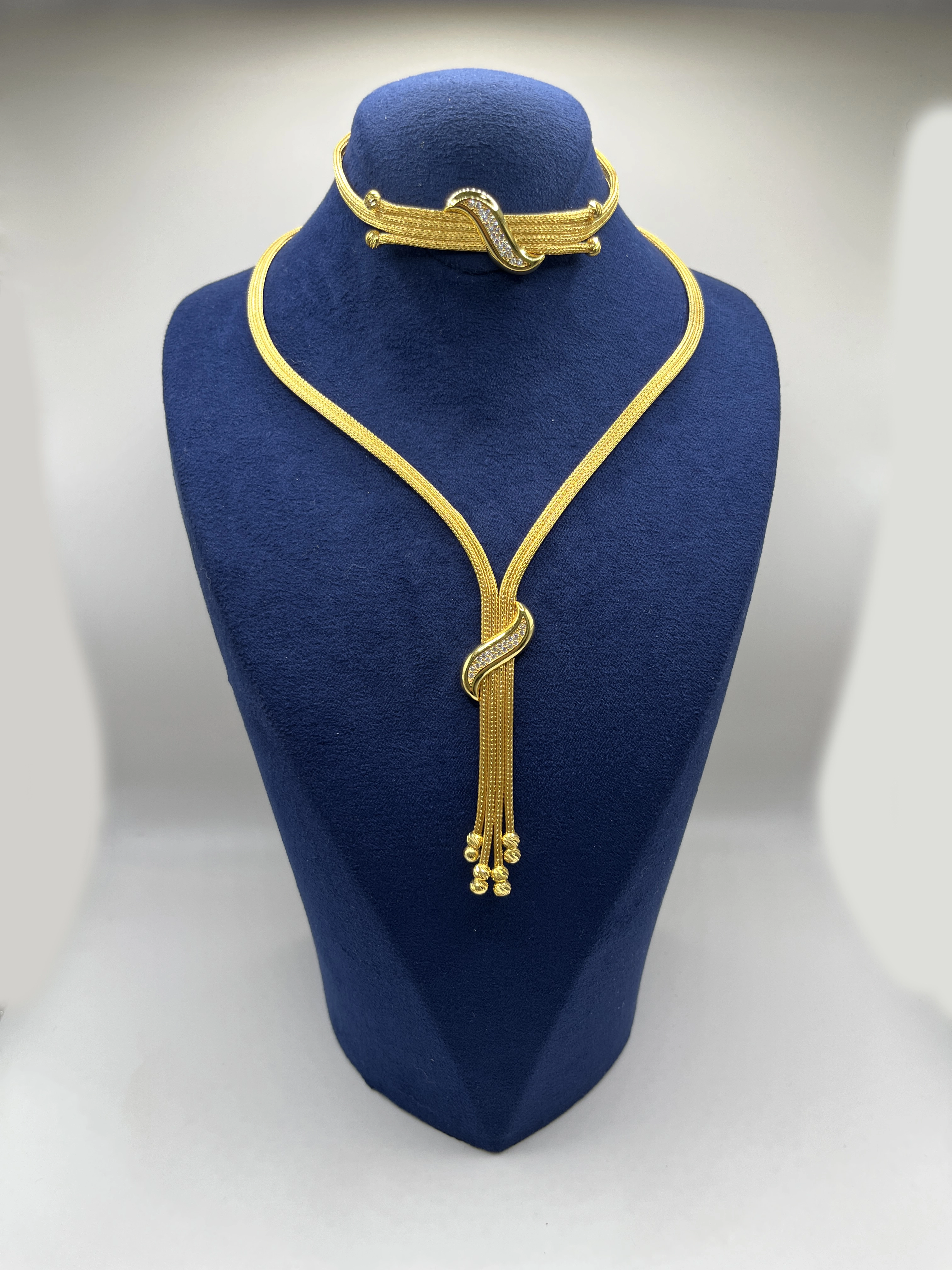 Altın Kaplamalı Dorika Gümüş Set (Küpesiz)