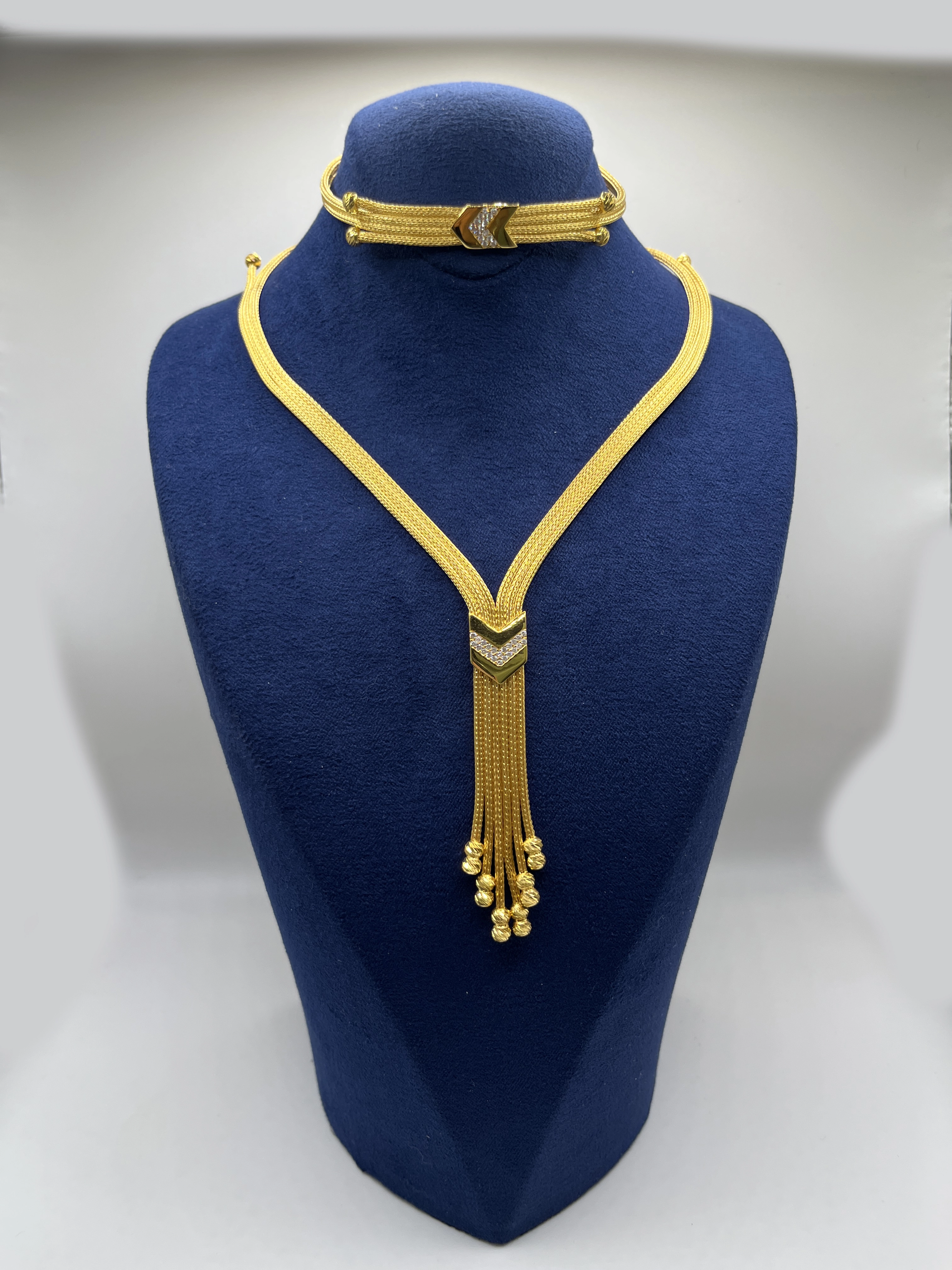 Altın Kaplamalı Dorika Gümüş Set (Küpesiz)