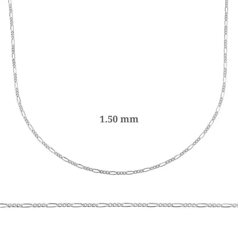 1.50 mm Gümüş Figaro Zincir - 0.40 mikron