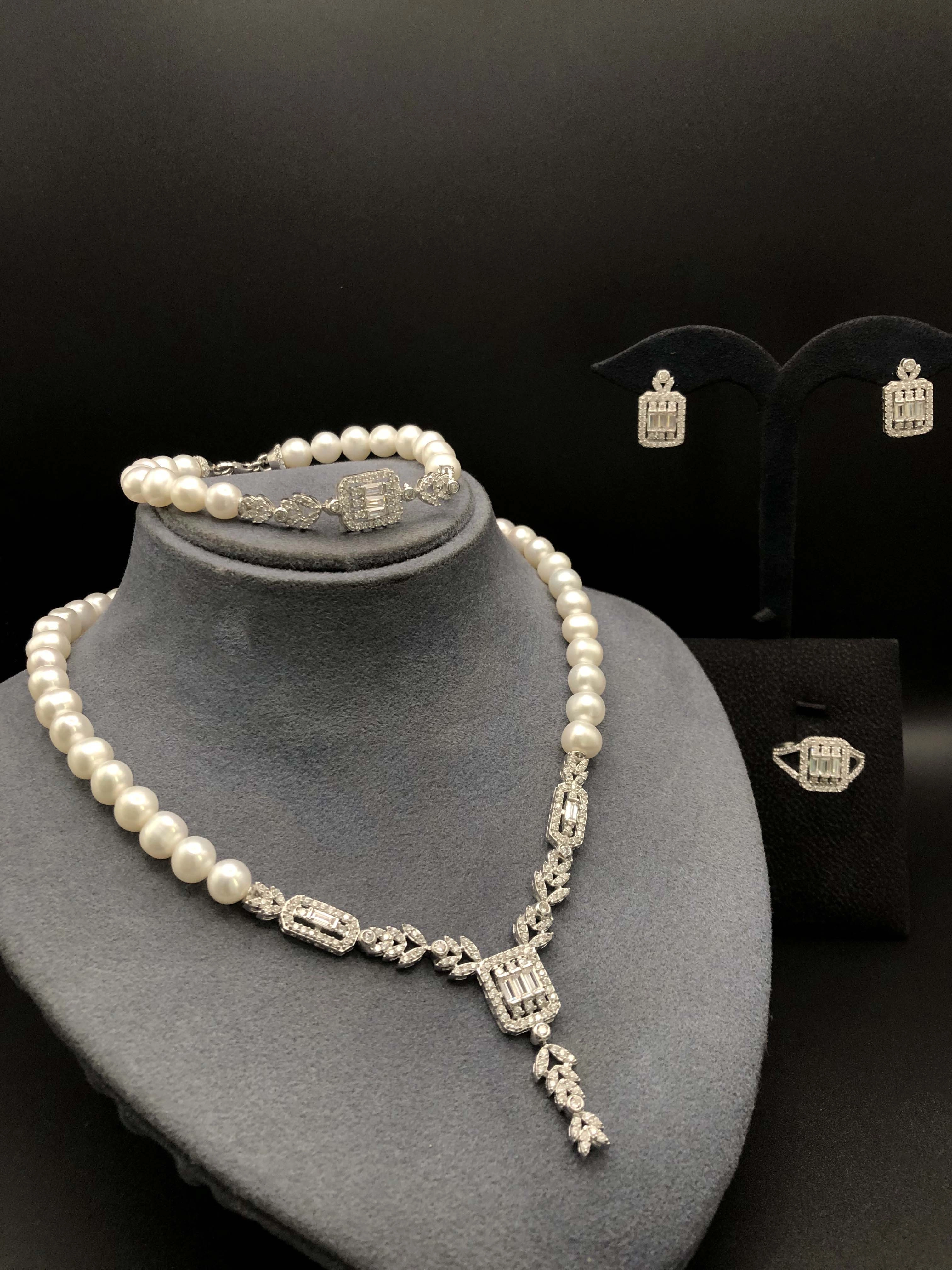 Doğal İncili Gümüş Set