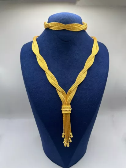 Altın Kaplamalı Dorika Gümüş Set (Küpesiz)