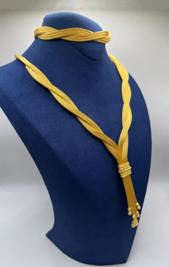Altın Kaplamalı Dorika Gümüş Set (Küpesiz)