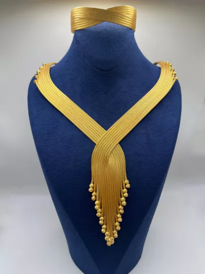 Altın Kaplamalı Dorika Gümüş Set (Küpesiz)