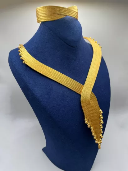Altın Kaplamalı Dorika Gümüş Set (Küpesiz)