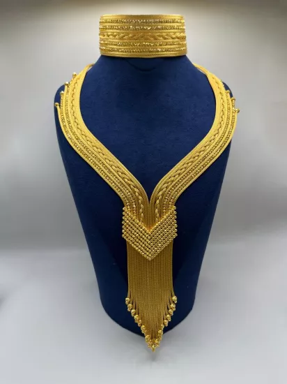 Altın Kaplamalı Dorika Gümüş Set (Küpesiz)