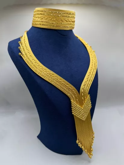 Altın Kaplamalı Dorika Gümüş Set (Küpesiz)