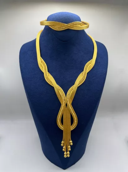 Altın Kaplamalı Dorika Gümüş Set (Küpesiz)