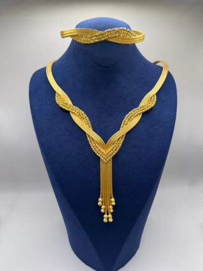 Altın Kaplamalı Dorika Gümüş Set (Küpesiz)