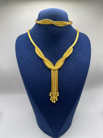 Altın Kaplamalı Dorika Gümüş Set (Küpesiz)