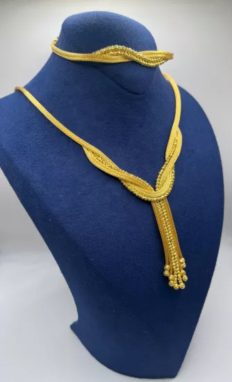 Altın Kaplamalı Dorika Gümüş Set (Küpesiz)
