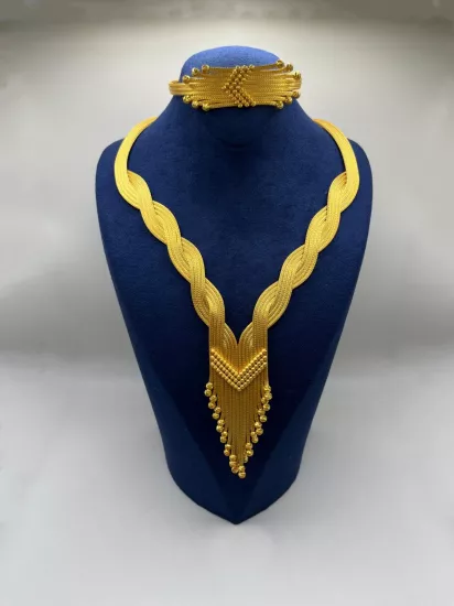 Altın Kaplamalı Dorika Gümüş Set (Küpesiz)