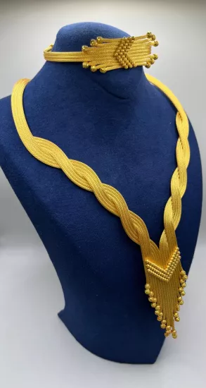 Altın Kaplamalı Dorika Gümüş Set (Küpesiz)