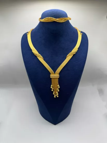 Altın Kaplamalı Dorika Gümüş Set (Küpesiz)