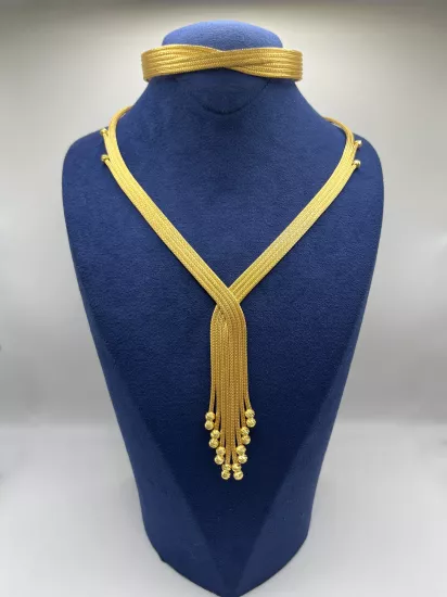 Altın Kaplamalı Dorika Gümüş Set (Küpesiz)