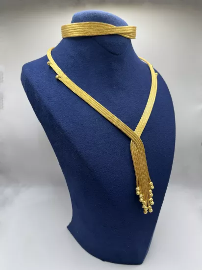 Altın Kaplamalı Dorika Gümüş Set (Küpesiz)
