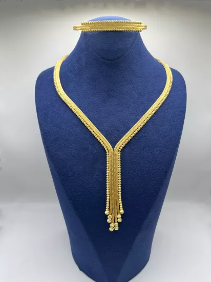 Altın Kaplamalı Dorika Gümüş Set (Küpesiz)