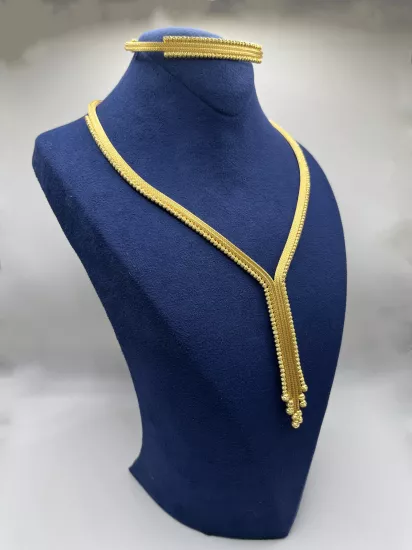 Altın Kaplamalı Dorika Gümüş Set (Küpesiz)