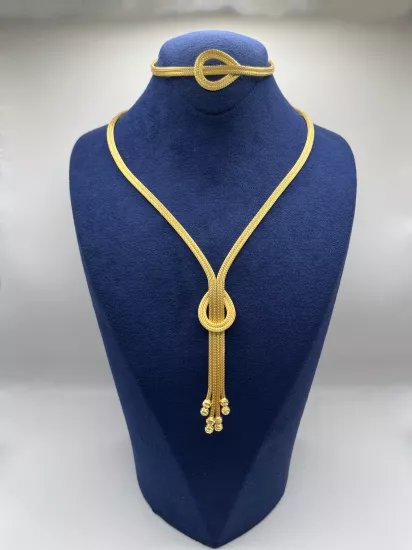 Altın Kaplamalı Dorika Gümüş Set (Küpesiz)