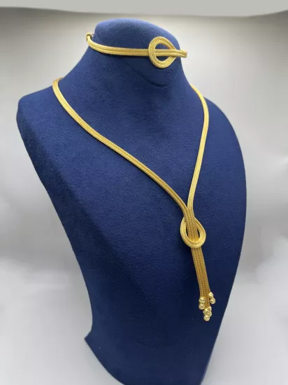 Altın Kaplamalı Dorika Gümüş Set (Küpesiz)
