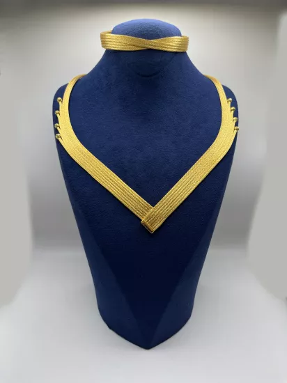 Altın Kaplamalı Dorika Gümüş Set (Küpesiz)