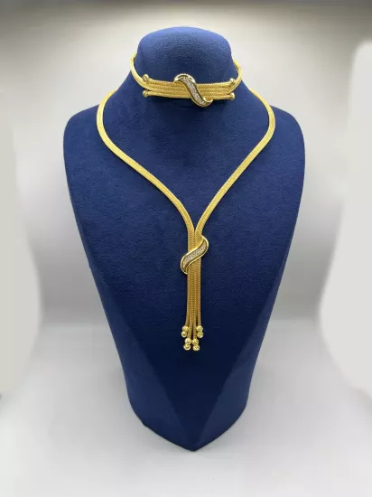 Altın Kaplamalı Dorika Gümüş Set (Küpesiz)