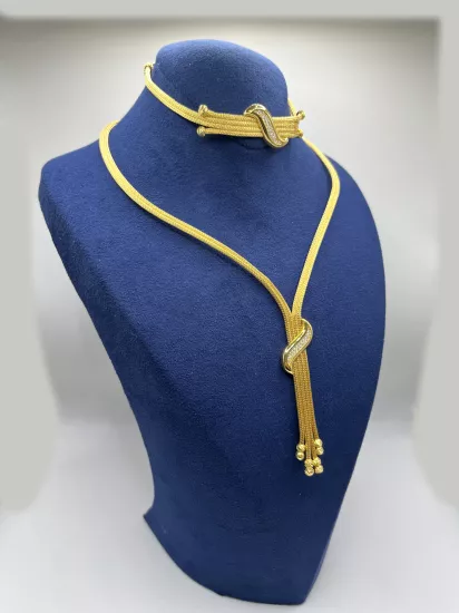 Altın Kaplamalı Dorika Gümüş Set (Küpesiz)