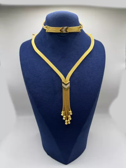 Altın Kaplamalı Dorika Gümüş Set (Küpesiz)