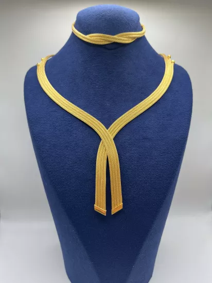 Altın Kaplamalı Dorika Gümüş Set (Küpesiz)