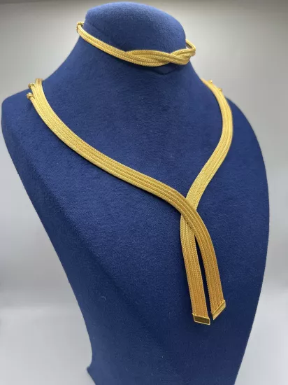 Altın Kaplamalı Dorika Gümüş Set (Küpesiz)