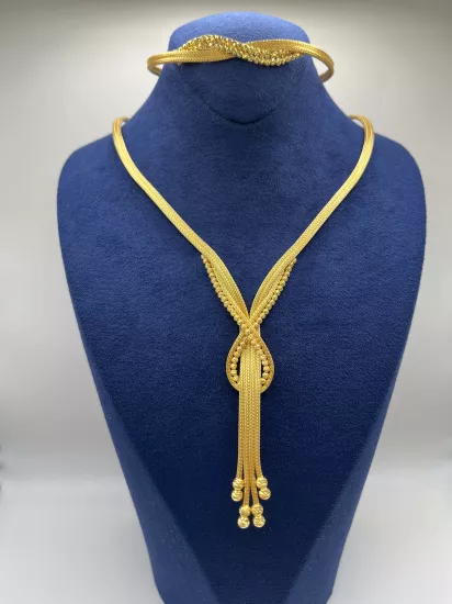 Altın Kaplamalı Dorika Gümüş Set (Küpesiz)