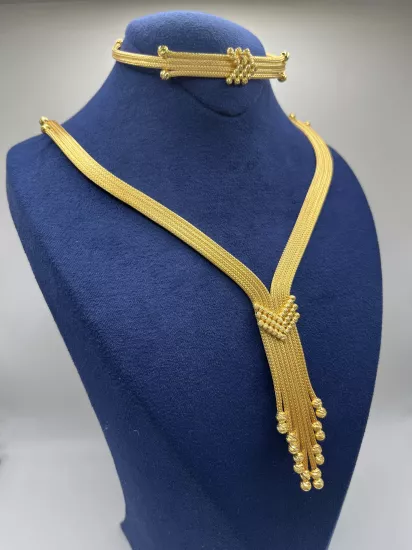 Altın Kaplamalı Dorika Gümüş Set (Küpesiz)